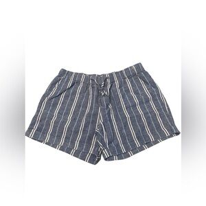 Just Living Blue Stripped Linen Cotton Blend Shorts Womens Size M